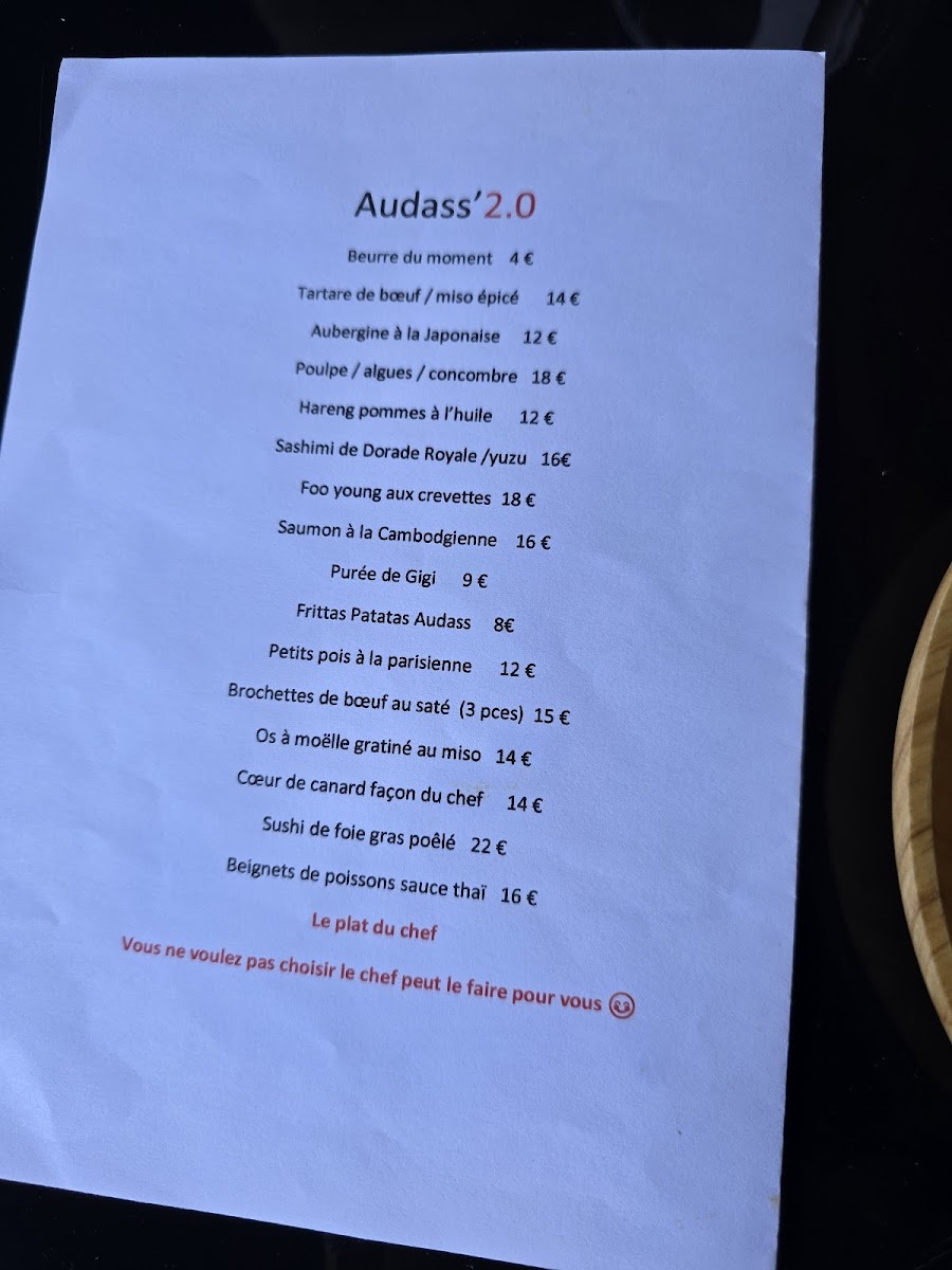 Menu Audass’ 2.0-3